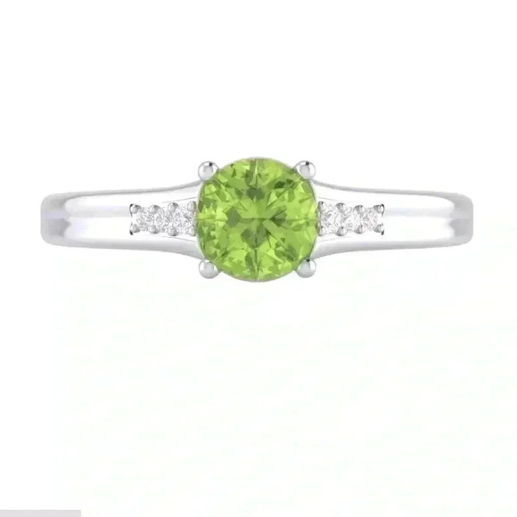 Gorgeous 14k Gold Over Silver Peridot Diamond Ring - Picture 5 of 5